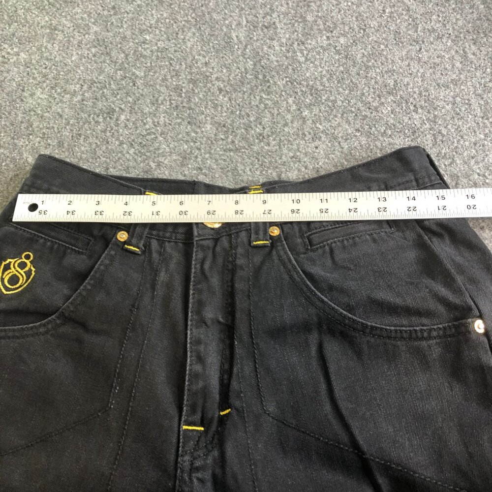 Eight 732 Jeans Mens 30x32 Black Denim Patch Y2K Skate Loose Baggy 8732 - Picture 6 of 12